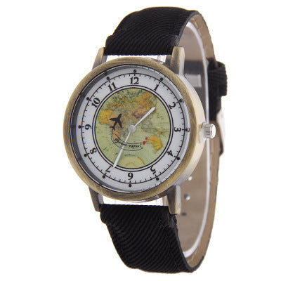 Flugzeug-Sekundenzeigeruhr mit Canvasarmband