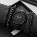 Herren-Quarzuhr, vielseitiges Perlenarmband