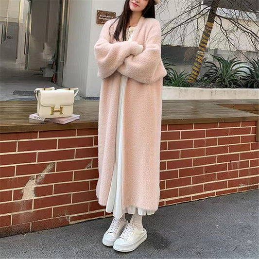 Langer, knielanger Pullover-Cardigan für Damen