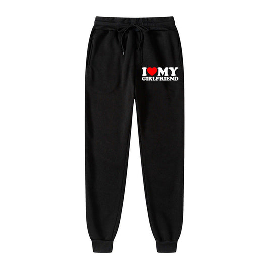 Lässige Jogginghose mit Buchstaben-Print „I LOVE MY GIRLFRIEND“