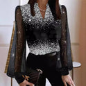 Women's V-neck Pullover Fashionable Printed Shirt