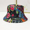 Vielseitiger Fischerhut mit geometrischem Graffiti-Retro-Muster