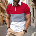 T-Shirt mit mehrfarbigem Aufdruck, Reißverschluss und Revers