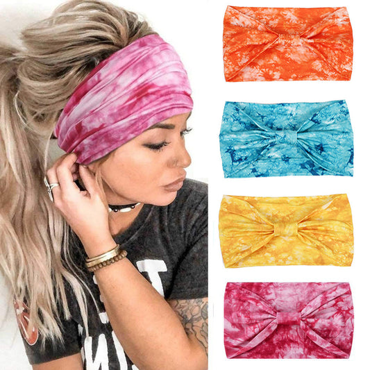 Europäisches und amerikanisches neues Batik-Sport-Schweißabsorbierendes Haarband für Damen, superbreites Kopftuch