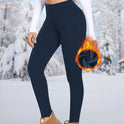 Women's High Waist Belly Contracting Warm Yoga Sports Leggings