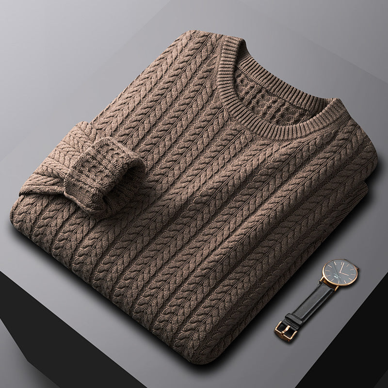 Pullover Herren Dicke Baumwolle Einfarbig Mit Fell