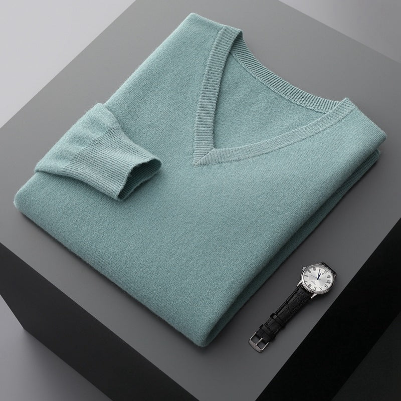 Lockerer, übergroßer Business-Strickpullover mit V-Ausschnitt für Herren