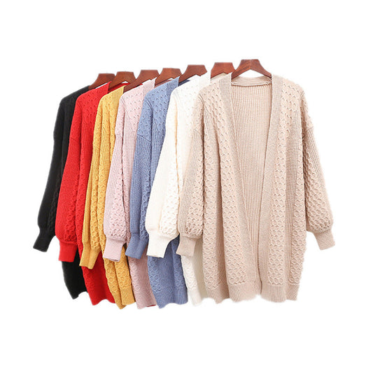 Damen Strick Cardigan Pullover Lockerer Mantel