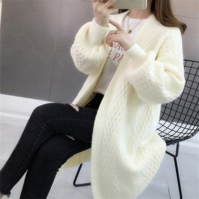 Damen Strick Cardigan Pullover Lockerer Mantel
