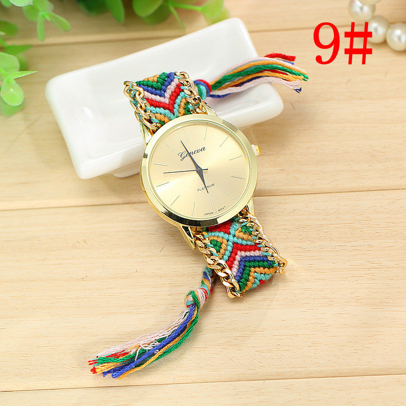 Handgewebte, farbige Uhr mit Kordelzug