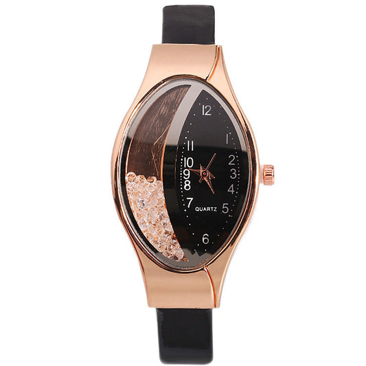 Uhr Augenform Damen Quarzuhr WISH Turn Bead Quicksand Gürteluhr