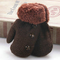 Cute Solid Color Knitted Velvet Gloves With Small Buttons