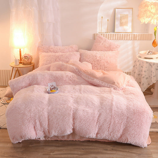 Luxuriöser, dicker Fleece-Bettbezug, Queen-Size-Bett, warmer Winterbettbezug, Kissenbezug, flauschiger Plüsch, zottelige Bettwäsche, Bettwäscheset, Winterkörper, warm halten