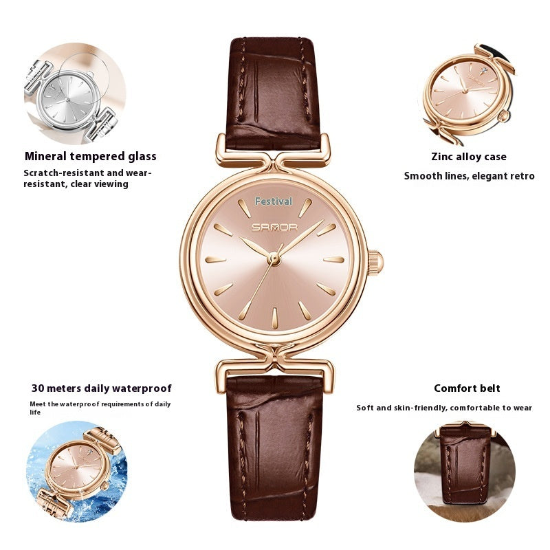 Damen Retro Mesh Armband Uhr Outdoor All-Matching