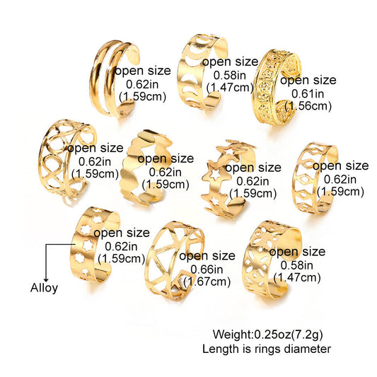 Strand Zehenring Stern Mond 10er Set