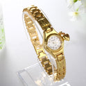 Gold Damen Armbanduhr Honig Herz Strass Casual Edelstahl