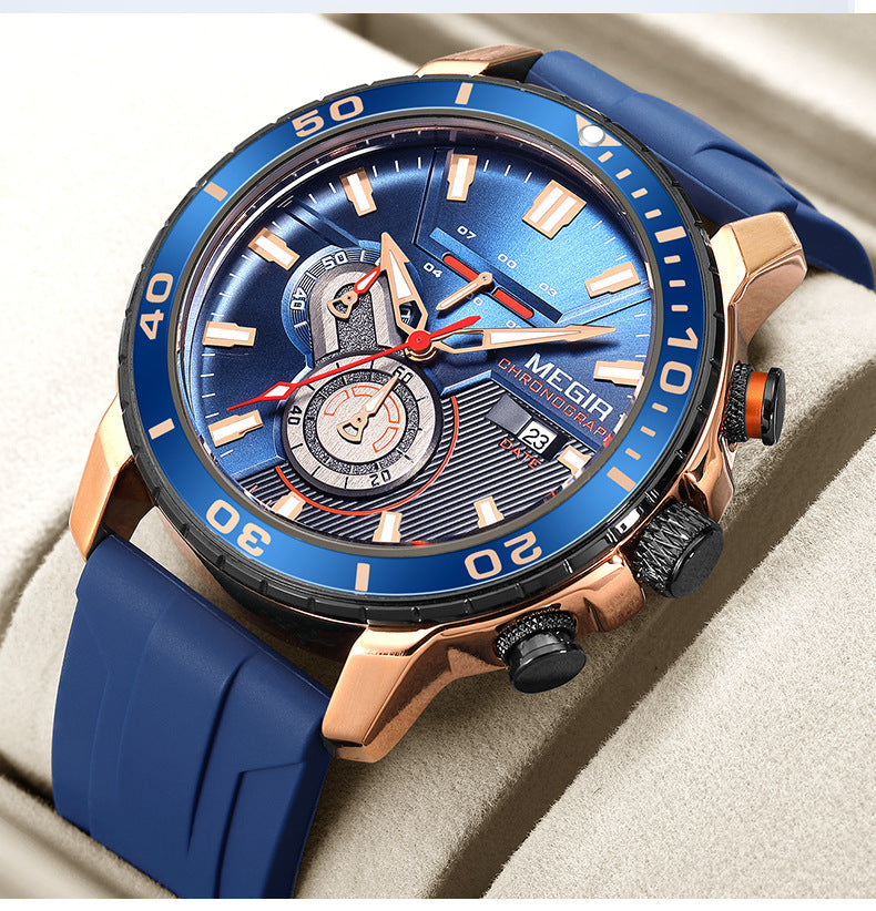 Uhr Multifunktions Chronograph Kalender Sport Herrenuhren