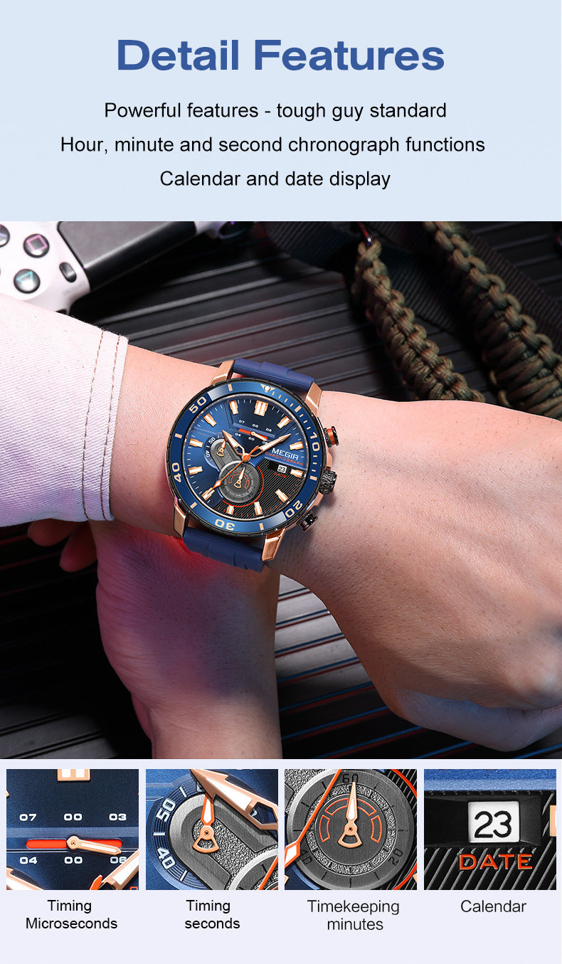Uhr Multifunktions Chronograph Kalender Sport Herrenuhren