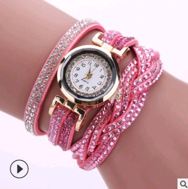 Modeuhr Damenmodeuhr, Diamant gedrehte PU-Gurtwickelmodeuhr
