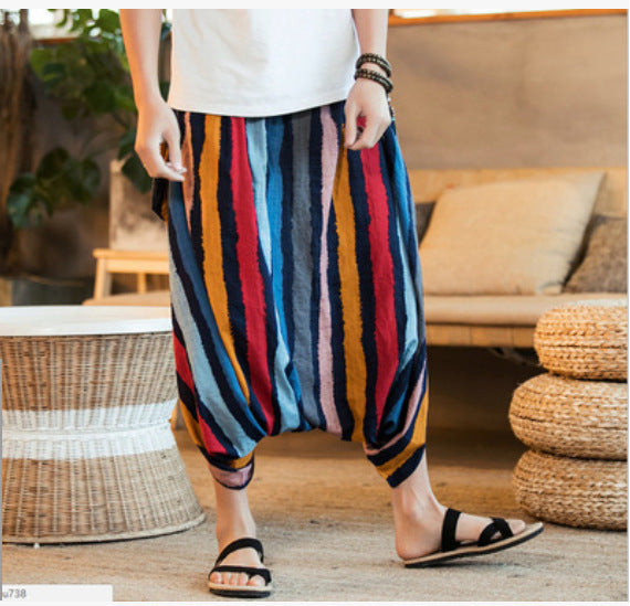 Gestreifte nepalesische verkürzte Hose