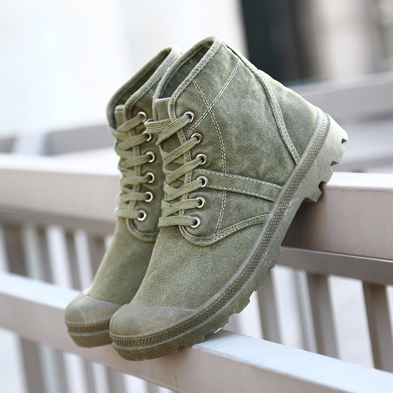 Patinated martin boots