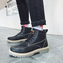 Casual thick-soled lace-up retro work boots men