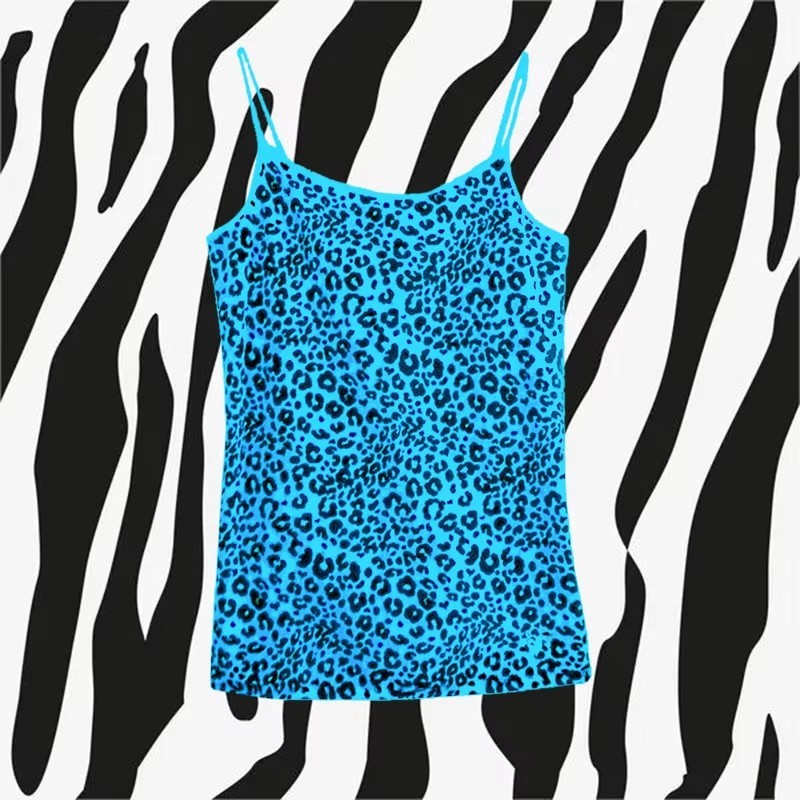 Sexy Hot Girl mit Leopardenmuster, All-Match-Mode im Street-Style, Eleganz, ärmelloses Top mit schmalen Trägern