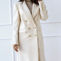 Lange Tweedjacke mit Metallschnalle für Herbst und Winter für Damen