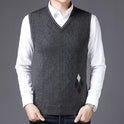 V-Ausschnitt Wollweste Herbst Winter Herren