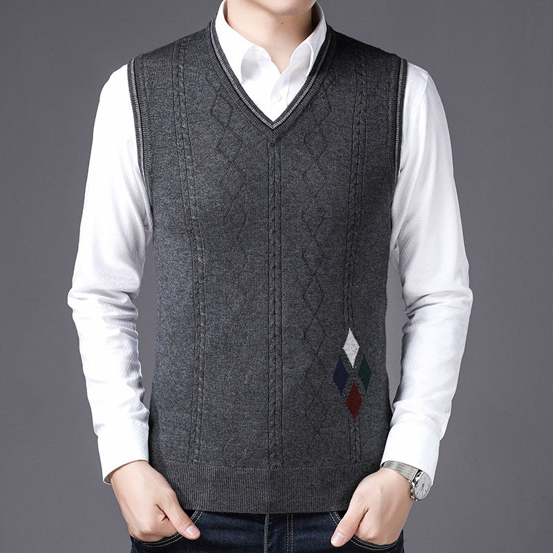 V-Ausschnitt Wollweste Herbst Winter Herren