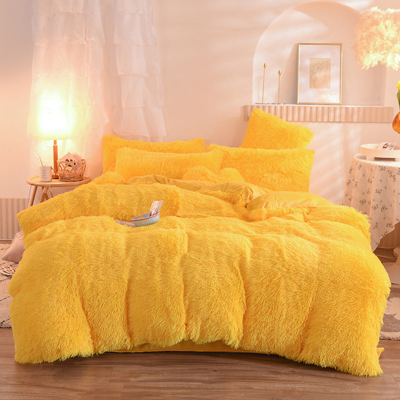 Luxuriöser, dicker Fleece-Bettbezug, Queen-Size-Bett, warmer Winterbettbezug, Kissenbezug, flauschiger Plüsch, zottelige Bettwäsche, Bettwäscheset, Winterkörper, warm halten