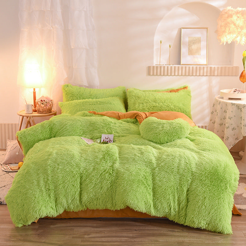 Luxuriöser, dicker Fleece-Bettbezug, Queen-Size-Bett, warmer Winterbettbezug, Kissenbezug, flauschiger Plüsch, zottelige Bettwäsche, Bettwäscheset, Winterkörper, warm halten