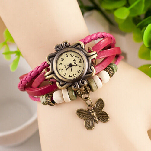 Armbanduhr mit Aufzug aus Rindsleder