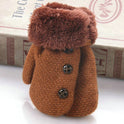 Cute Solid Color Knitted Velvet Gloves With Small Buttons