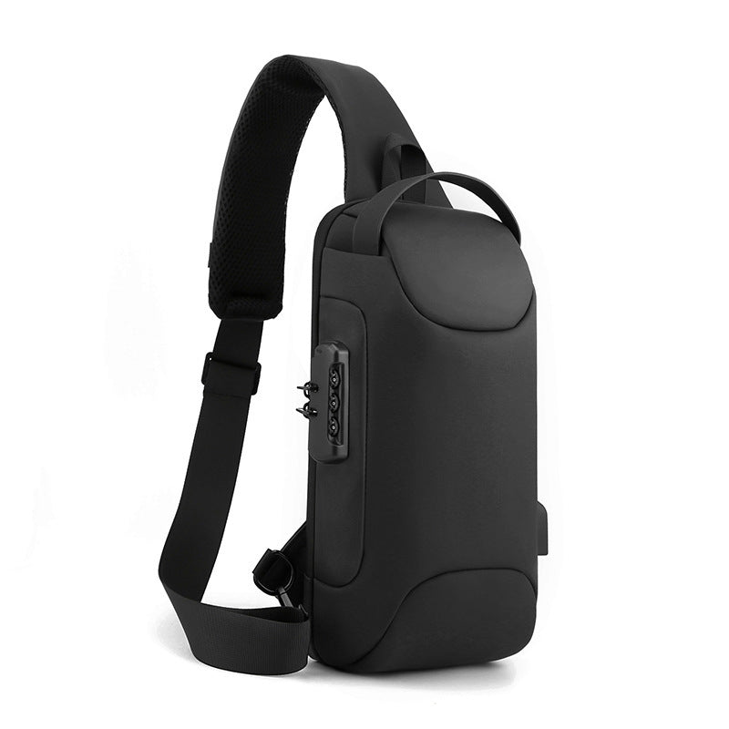 Leather Film Men's USB Charging Single Shoulder Chest Bag