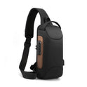 Leather Film Men's USB Charging Single Shoulder Chest Bag