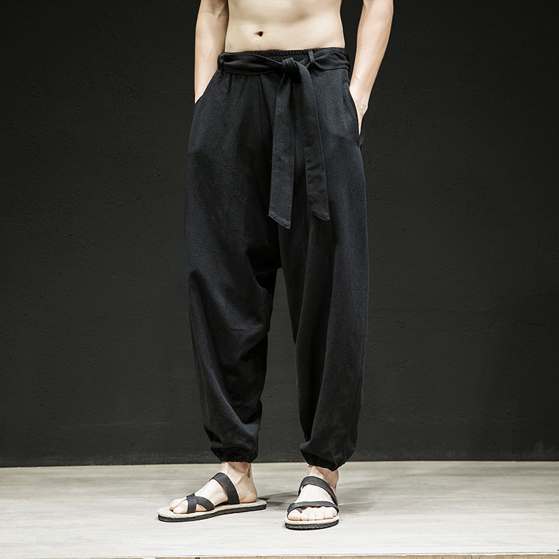 Frühling Und Sommer Neue Chinesische Stil Hosen Männer Elastische Band Breite