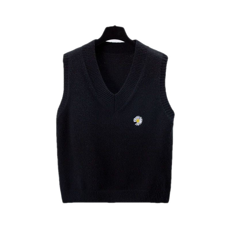 Lockere V-Ausschnitt Kurze ärmellose Weste Pullover Oberbekleidung Strickweste