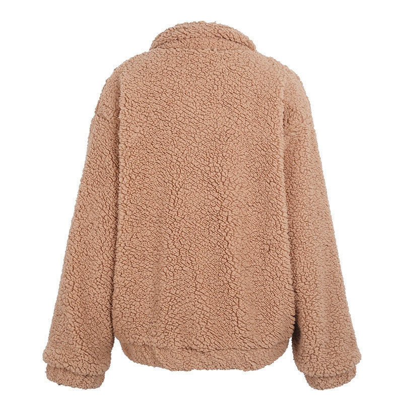 Faux Lammwolle übergroße Jacke Mantel Winter schwarz warme haarige Jacke Frauen Herbst Oberbekleidung