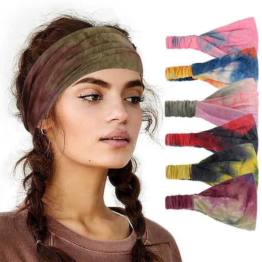 Batik-Damenband für Yoga, Sport, Workout, elastisch, elastisch, lose Haare