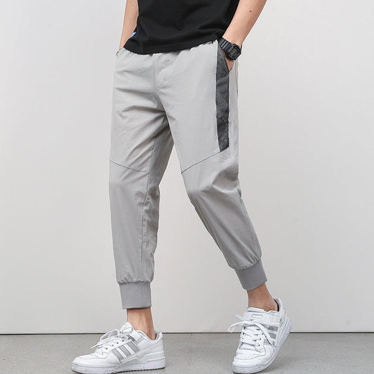 Gekürzte, dünne, lässige Hose mit Kordelzug