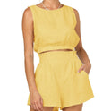 Women's Solid Color Sleeveless Short Top Shorts Suit
