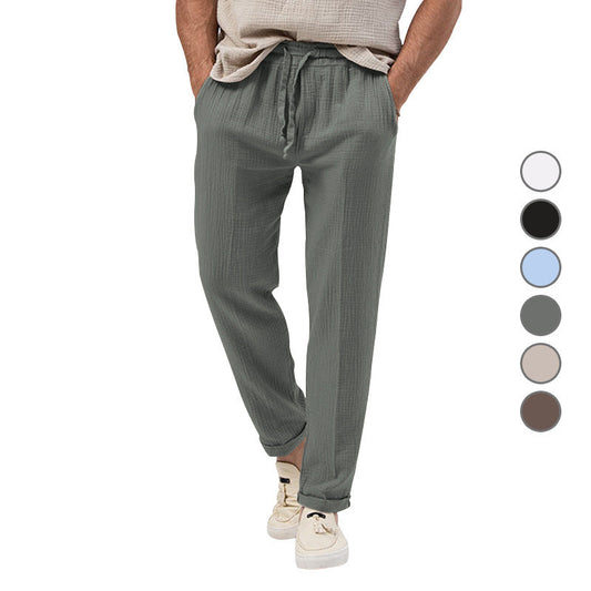 Atmungsaktive einfarbige Sommerhose für Herren in Übergröße, lockere Freizeithose