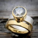 Mode Schwere Industrie Breiten-gesichts Zwei-farbe Zirkon Ring Kreative