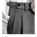 Slim-Fit-Hose aus Tweed-Wolle mit Fischgrätenmuster