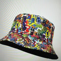 Vielseitiger Fischerhut mit geometrischem Graffiti-Retro-Muster