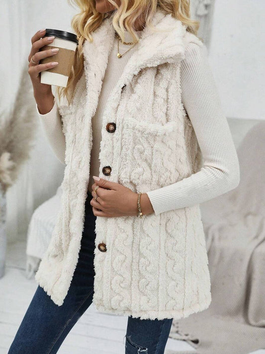 Doppelseitige Plüschtasche Cardigan Revers Weste Freizeitjacke