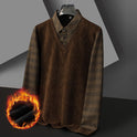 Men's Fleece-lined Thickened Fake Two-piece T-shirts Bottoming Shirt
