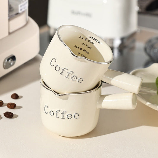 Espressotasse mit Skala, Keramik-Kaffeemessbecher