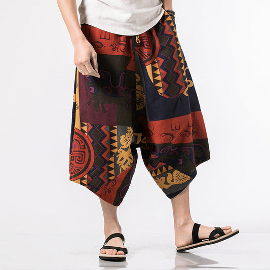 Haremsshorts im chinesischen Ethno-Stil in Übergröße
